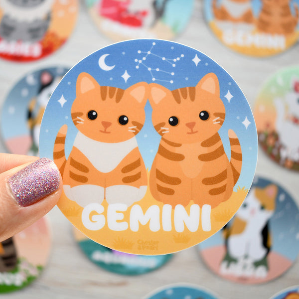 Gemini Zodiac 3-in. Vinyl Cat Sticker