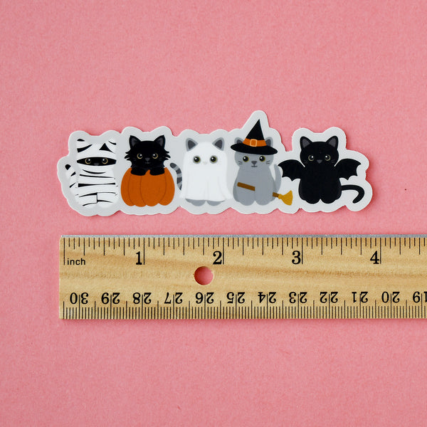 Cute Spooky Kittens 4x1-in. Vinyl Cat Sticker