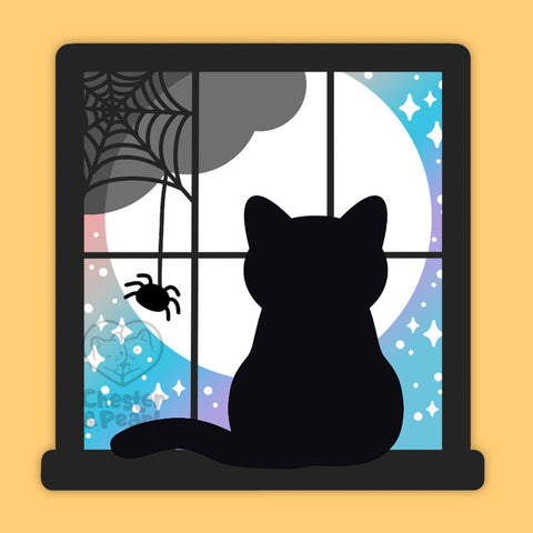 Spooky Window 3x3-in. Holographic Vinyl Sticker