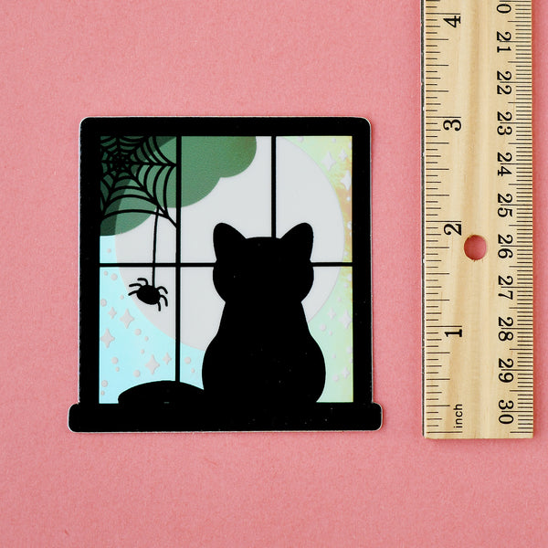 Spooky Window 3x3-in. Holographic Vinyl Sticker