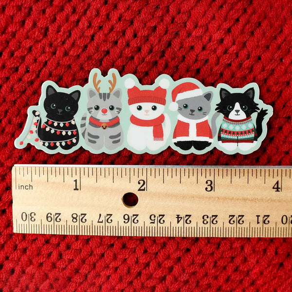 Festive Cats 4x1-in. Vinyl Cat Sticker