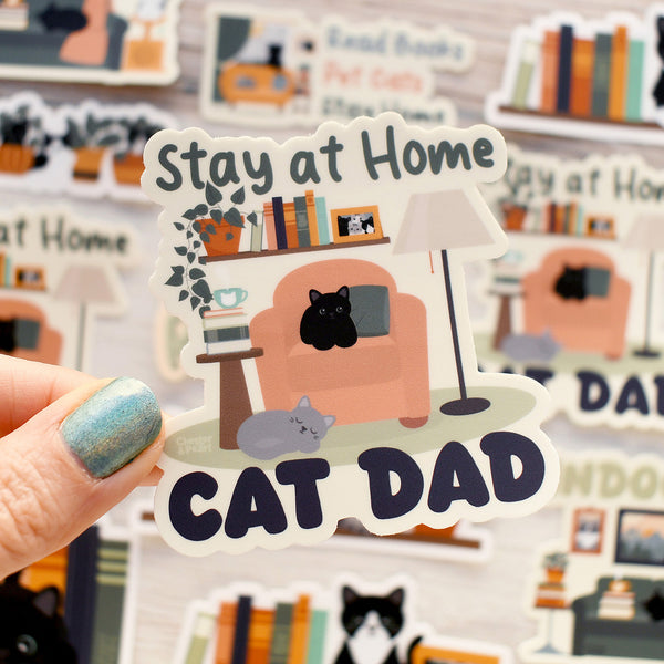 Stay At Home Cat Dad 3-in. Vinyl Cat Sticker