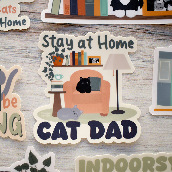 Stay At Home Cat Dad 3-in. Vinyl Cat Sticker