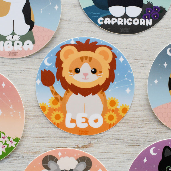 Leo Zodiac 3-in. Vinyl Cat Sticker