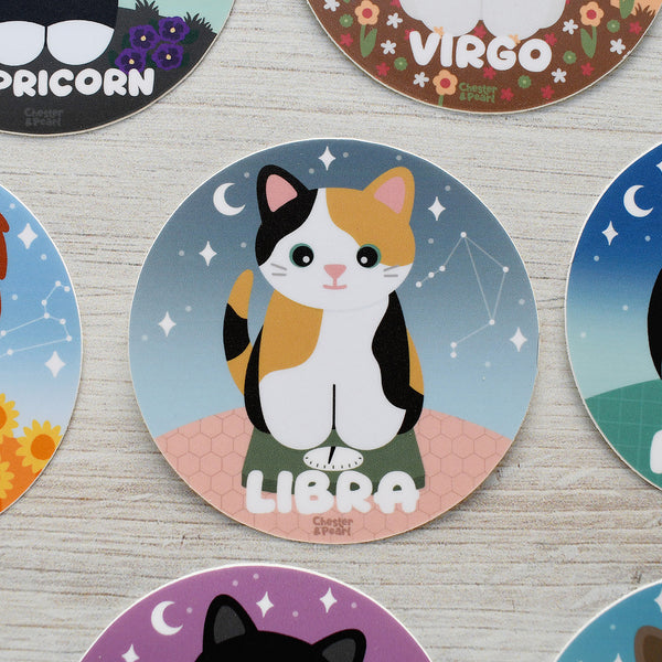 Libra Zodiac 3-in. Vinyl Cat Sticker