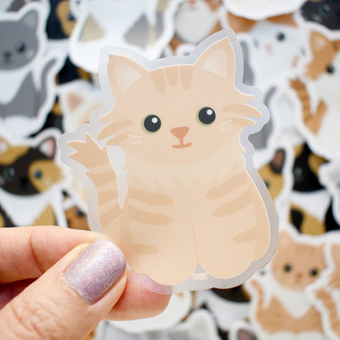 Looks Like My Cat! Long-haired buff tabby cat sticker