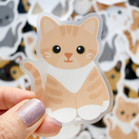 Looks Like My Cat! Buff tabby tuxedo cat sticker