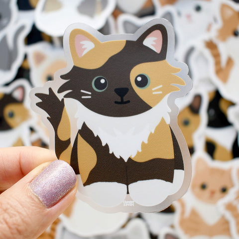 Looks Like My Cat! Long-haired dark calico cat sticker