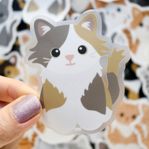 Looks Like My Cat! Long-haired dilute calico cat sticker