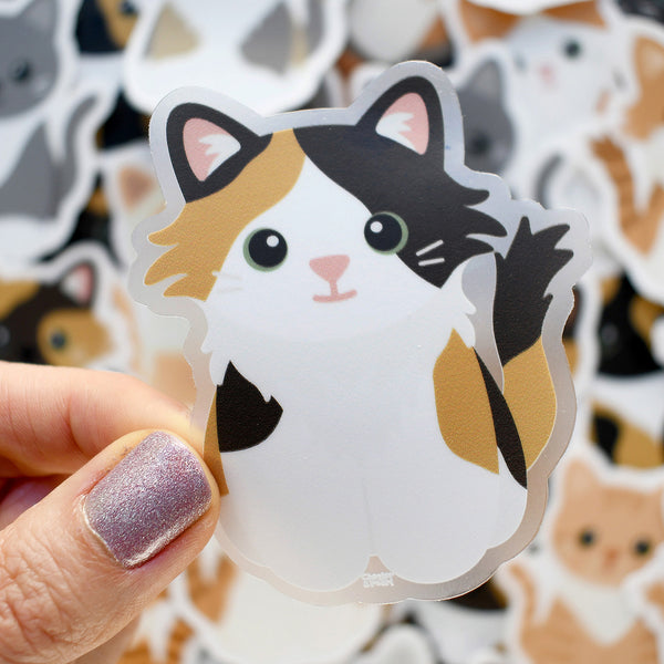 Looks Like My Cat! Long-haired calico cat sticker