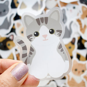 Looks Like My Cat! White and gray tabby cat sticker