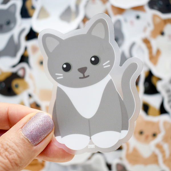 Looks Like My Cat! Gray tuxedo cat sticker