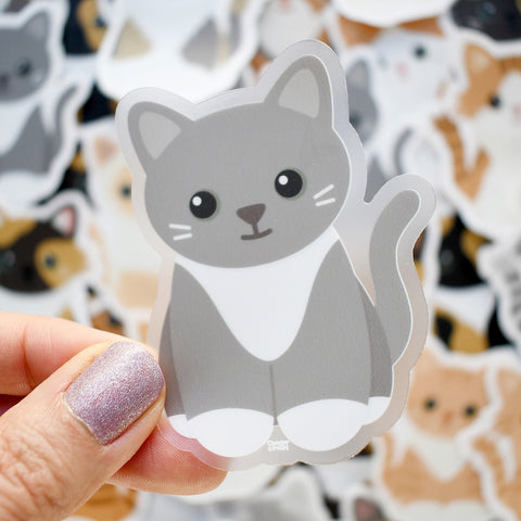 Looks Like My Cat! Gray tuxedo cat sticker