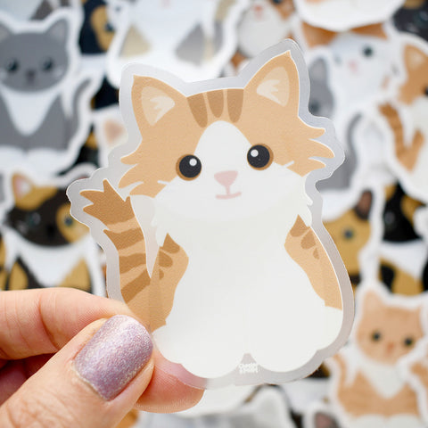 Looks Like My Cat! Long-haired orange tabby tuxedo cat with blaze sticker