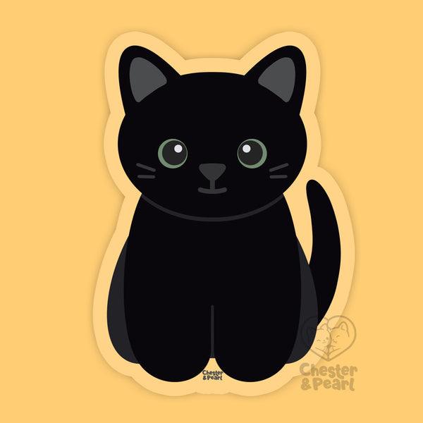 Looks Like My Cat! Black cat with green eyes sticker