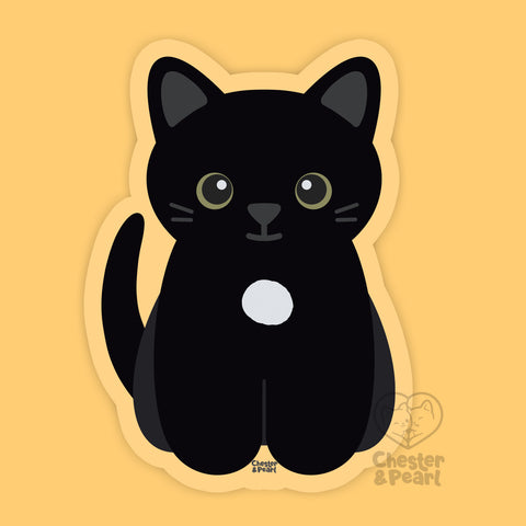 Looks Like My Cat! Black cat with white locket sticker