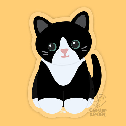 Looks Like My Cat! Black tuxedo cat with white blaze sticker