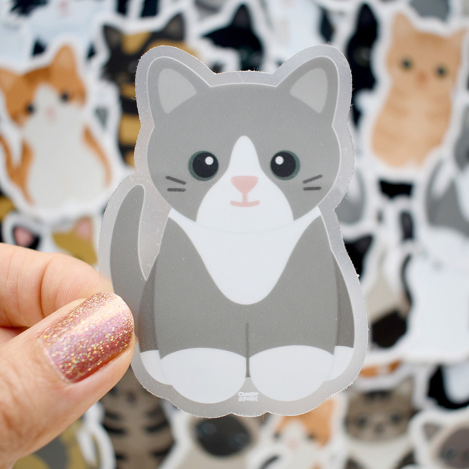 Looks Like My Cat! Gray tuxedo cat with blaze sticker