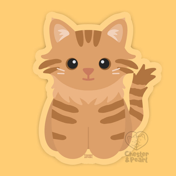 Looks Like My Cat! Long-haired orange tabby cat sticker