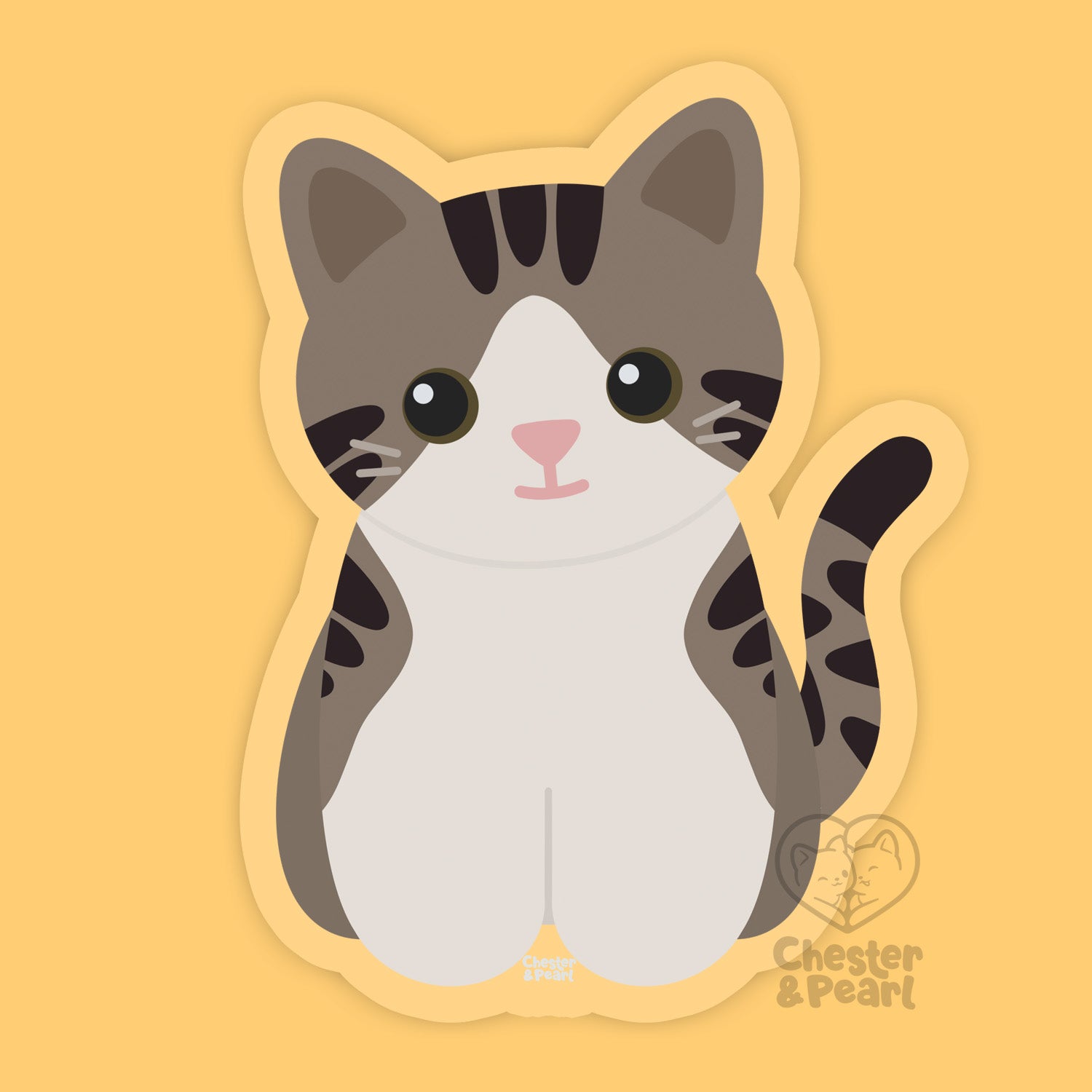 Looks Like My Cat! White and brown tabby cat sticker