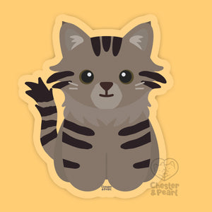 Looks Like My Cat! Maine Coon long-haired brown tabby cat sticker