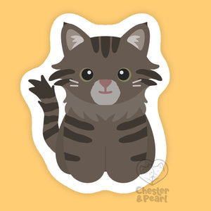 Looks Like My Cat! Long-haired tabby cat sticker