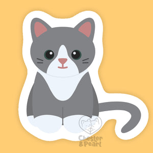 Looks Like My Cat! Gray tuxedo cat sticker