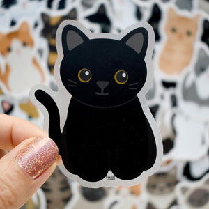 Looks Like My Cat! Black cat with amber eyes sticker