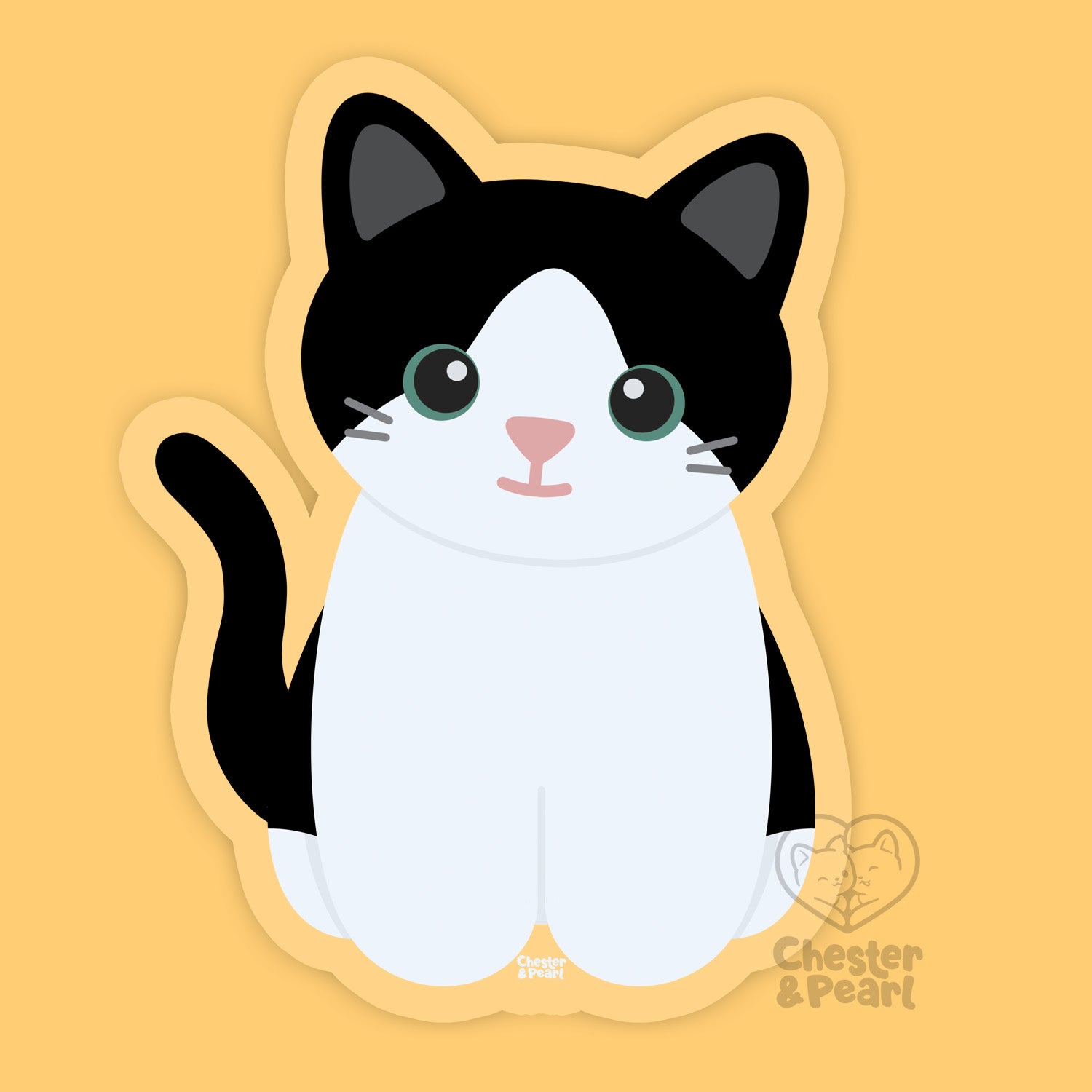 Looks Like My Cat! Black and white bicolor cat sticker
