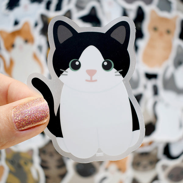 Looks Like My Cat! Black and white bicolor cat sticker