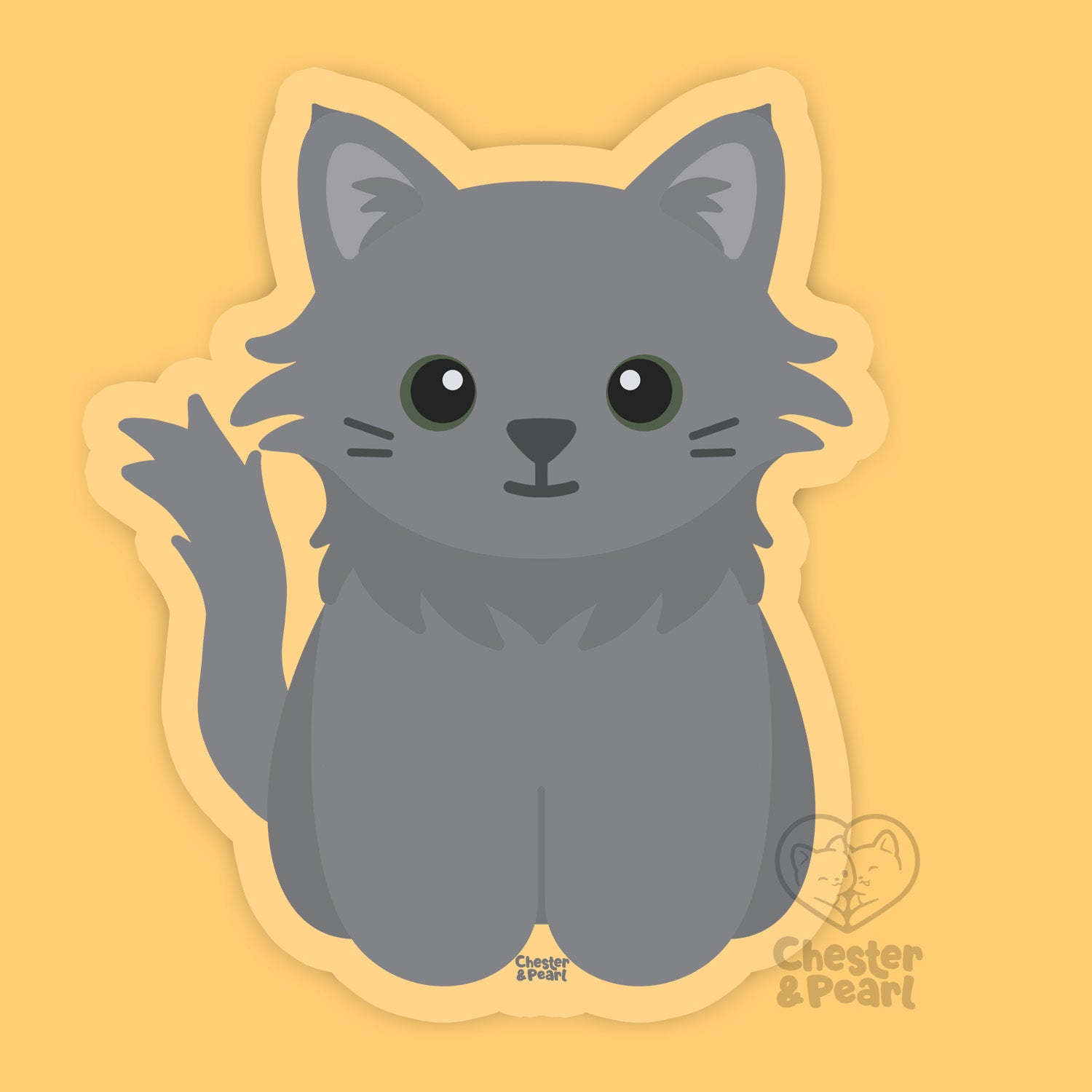 Looks Like My Cat! Long-haired gray cat sticker