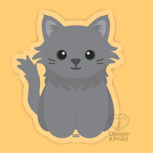Looks Like My Cat! Long-haired gray cat sticker