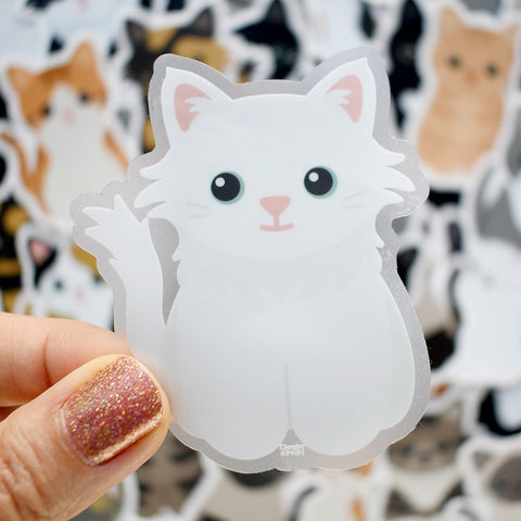 Looks Like My Cat! Long-haired white cat sticker