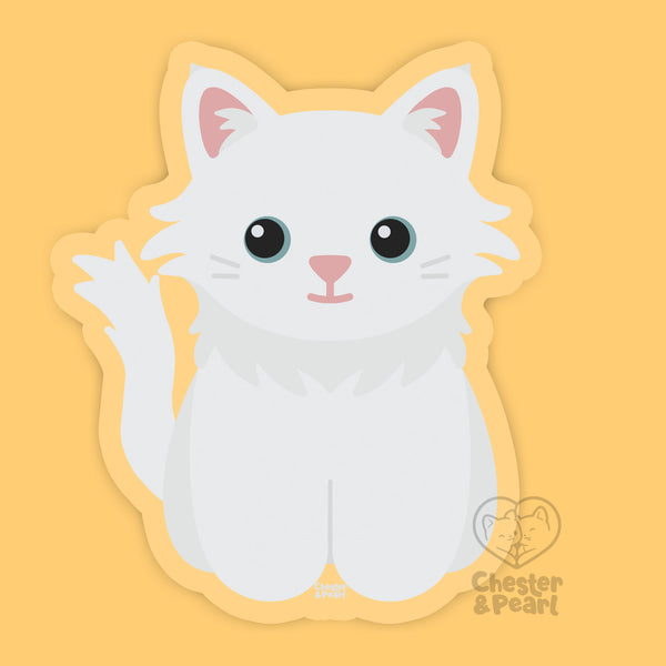 Looks Like My Cat! Long-haired white cat sticker