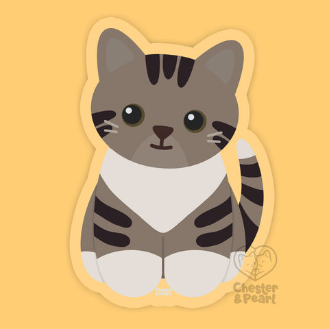 Looks Like My Cat! Brown tuxedo tabby cat sticker