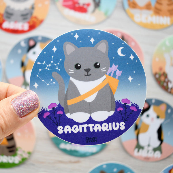 Sagittarius Zodiac 3-in. Vinyl Cat Sticker