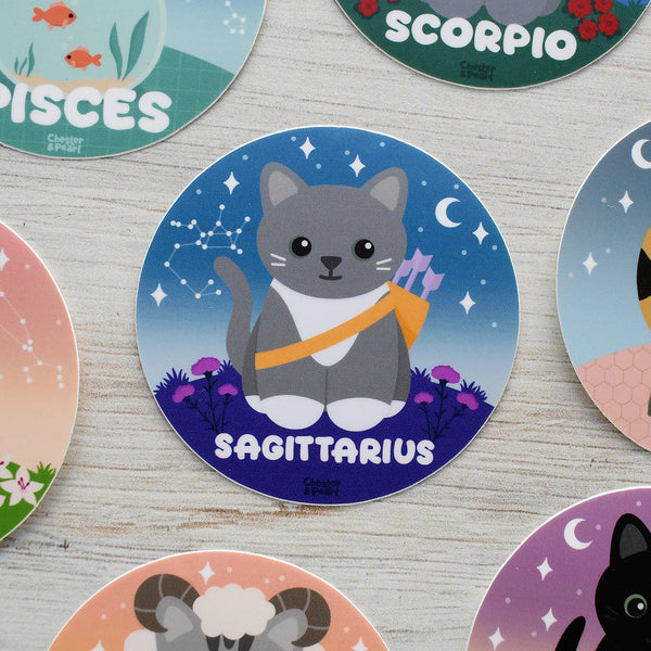 Sagittarius Zodiac 3-in. Vinyl Cat Sticker