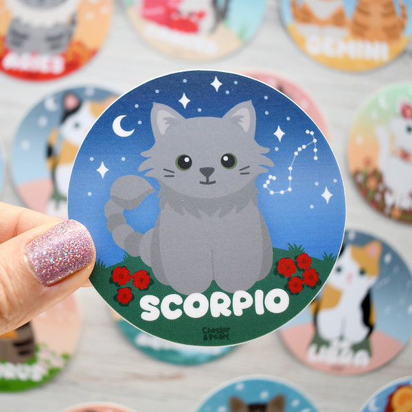Scorpio Zodiac 3-in. Vinyl Cat Sticker