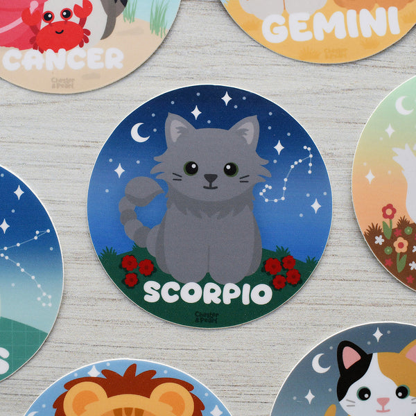 Scorpio Zodiac 3-in. Vinyl Cat Sticker