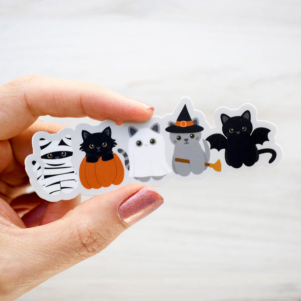 Cute Spooky Kittens 4x1-in. Vinyl Cat Sticker