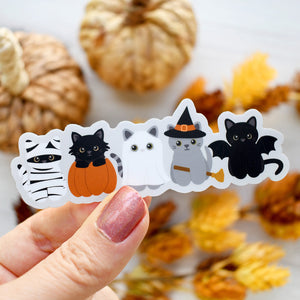 Cute Spooky Kittens 4x1-in. Vinyl Cat Sticker