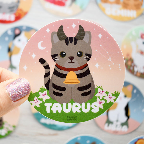 Taurus Zodiac 3-in. Vinyl Cat Sticker