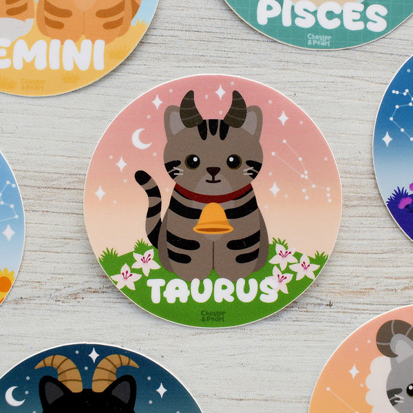 Taurus Zodiac 3-in. Vinyl Cat Sticker