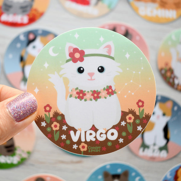 Virgo Zodiac 3-in. Vinyl Cat Sticker
