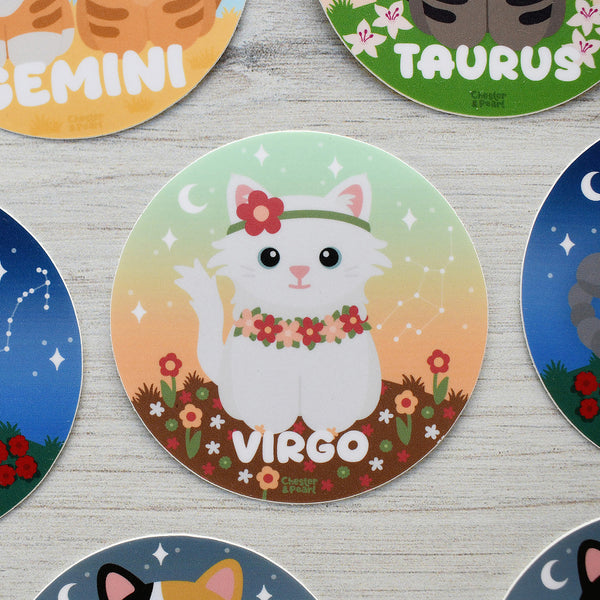 Virgo Zodiac 3-in. Vinyl Cat Sticker