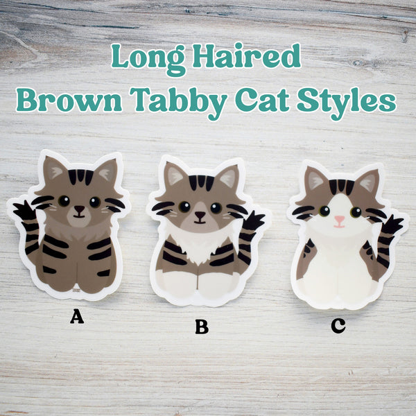 Looks Like My Cat! Maine Coon long-haired brown tabby cat sticker