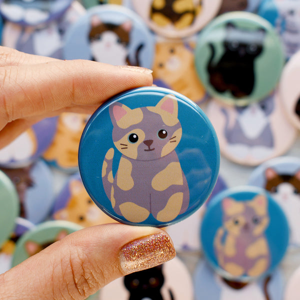 Dilute Tortie Cat Pin or Magnet