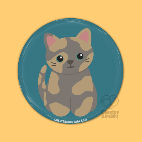 Dilute Tortie Cat Pin or Magnet
