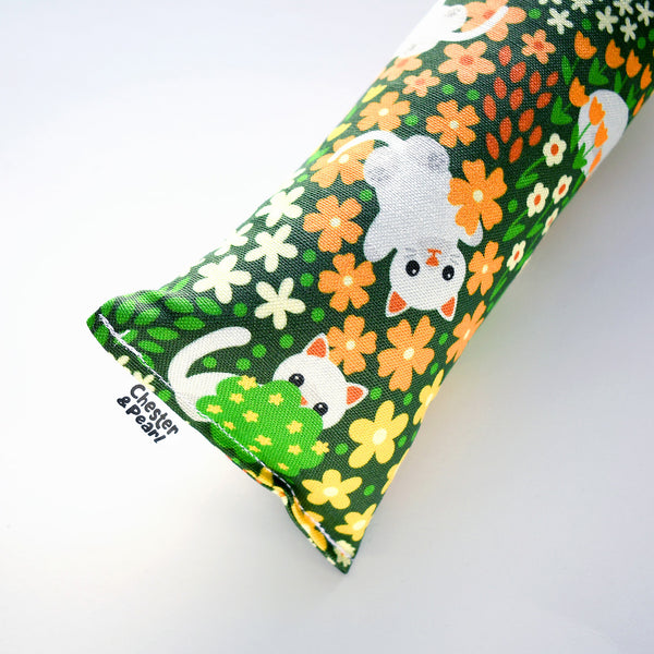 White Cat in Flowers Kicker Cat Toy