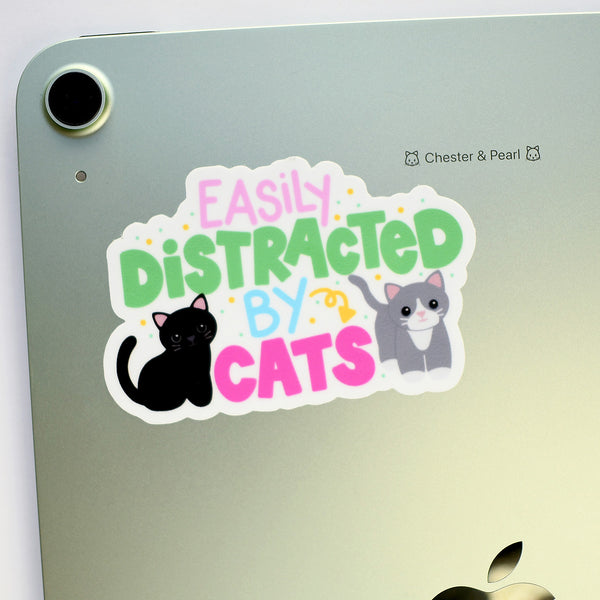 Easily Distracted By Cats 3-in. Vinyl Cat Sticker